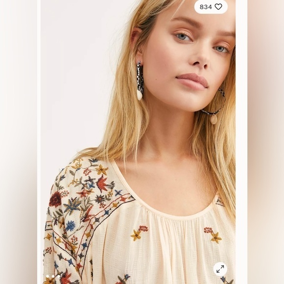 Free People Wild Flowers Embroidered Blouse - Picture 4 of 7